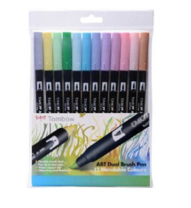 Tombow ABT Dual Brush Pen Set – 12 Blendable Pastel Colors