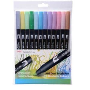 Tombow ABT Dual Brush Pen Set – 12 Blendable Pastel Colors